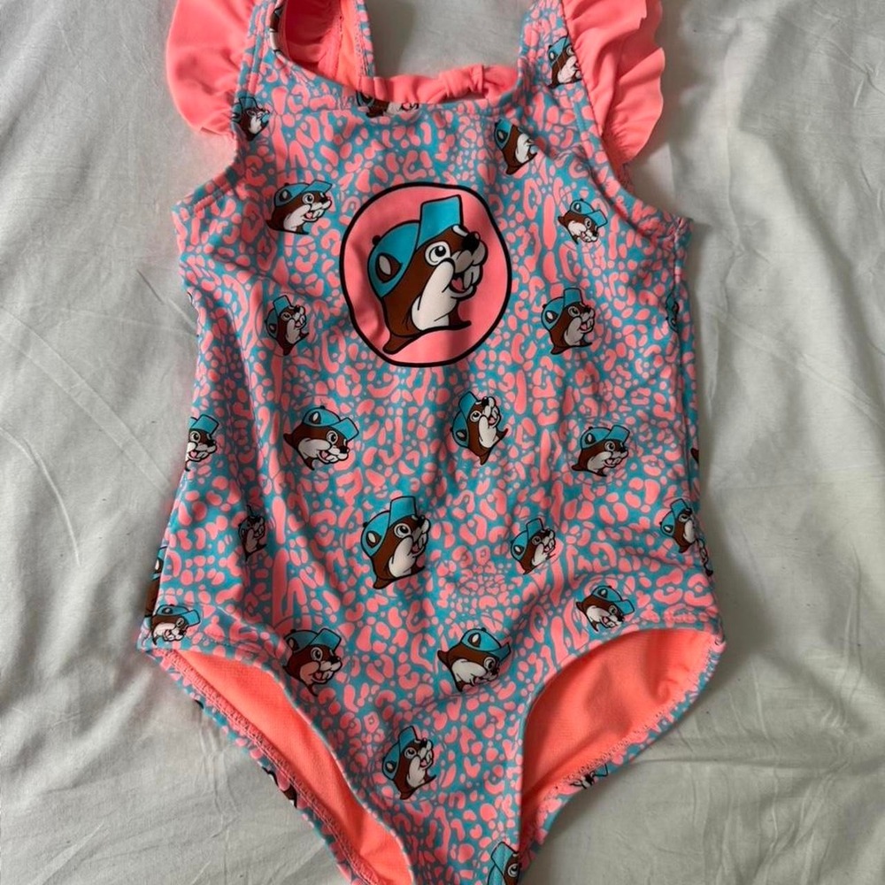 buc ee's one piece kids swim 4t bright orange